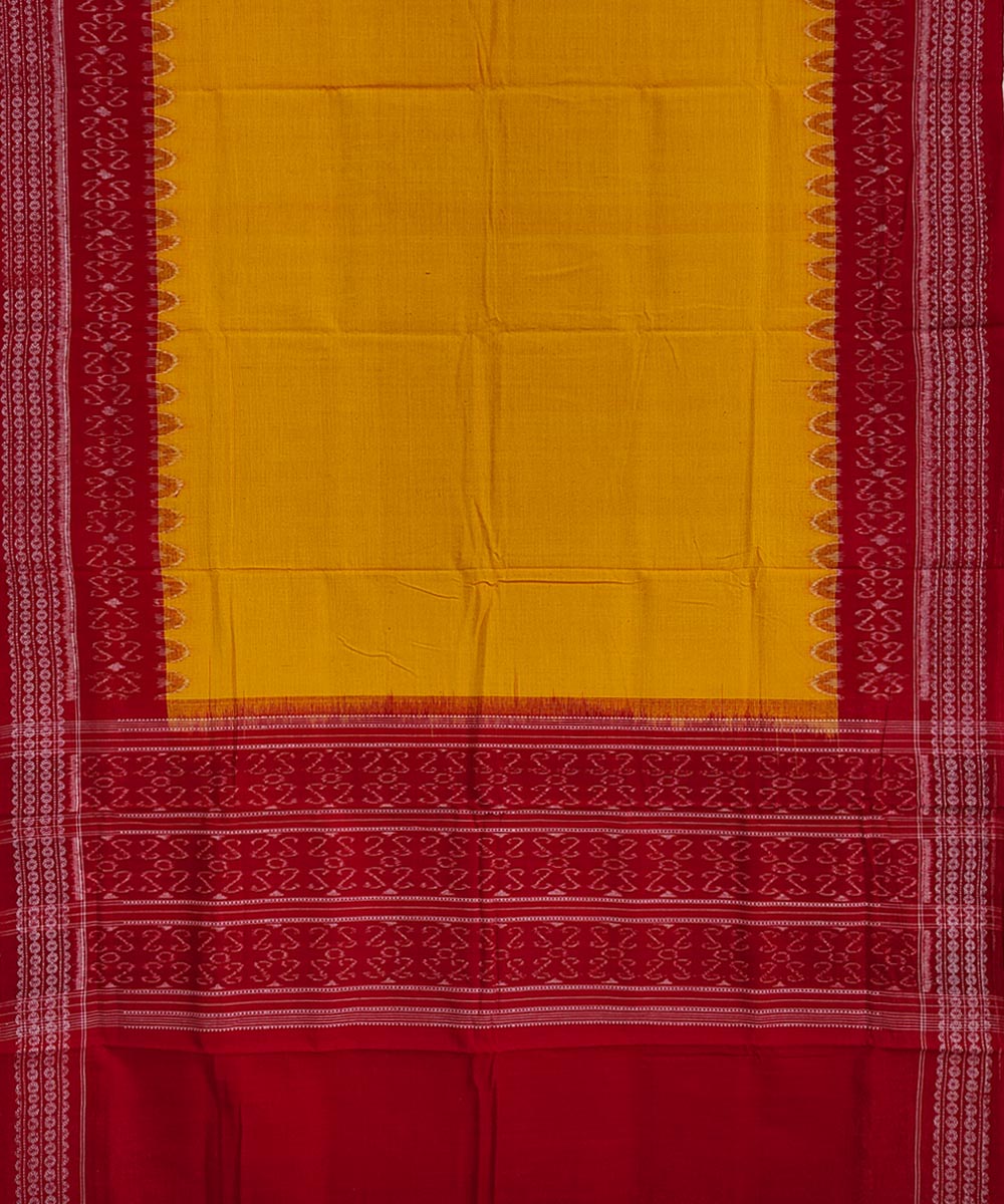 Yellow Red Sambalpuri Handwoven Single Ikat Cotton Dupatta Image 2
