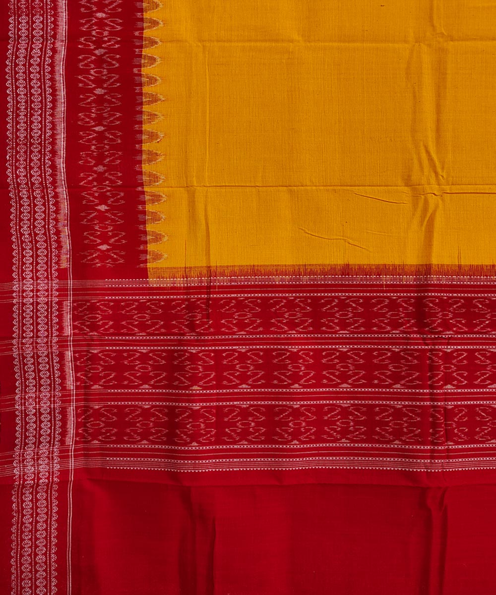 Yellow Red Sambalpuri Handwoven Single Ikat Cotton Dupatta Image 3