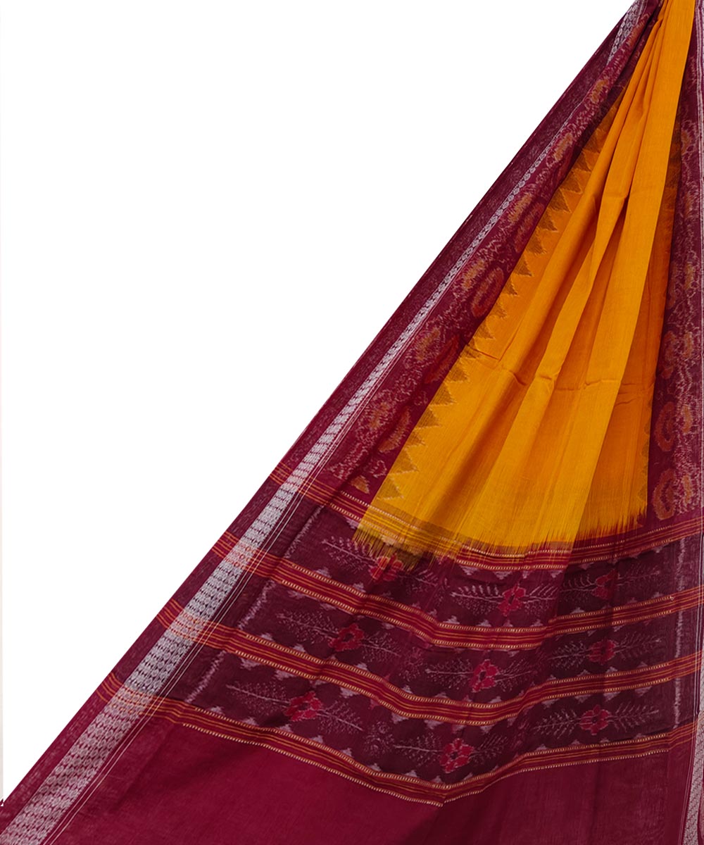 Mustard Red Sambalpuri Handwoven Single Ikat Cotton Dupatta Image 1