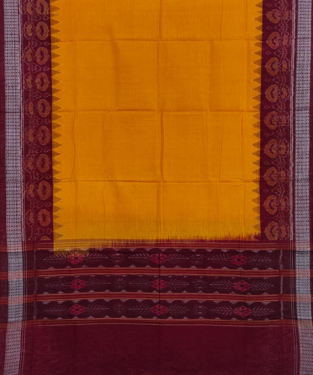 Mustard Red Sambalpuri Handwoven Single Ikat Cotton Dupatta Image 2