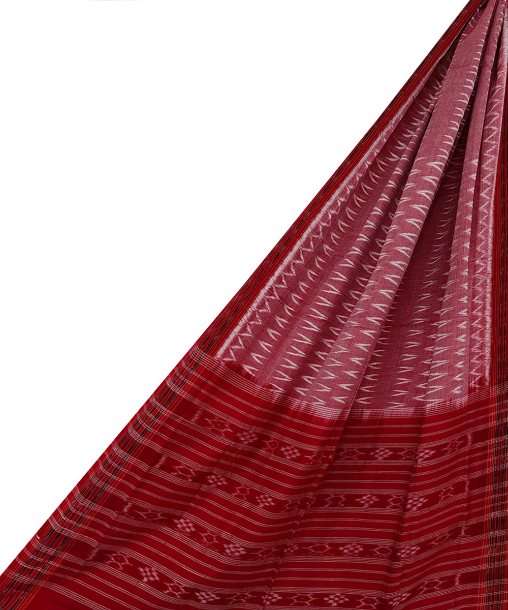 Pink Red Sambalpuri Handwoven Single Ikat Cotton Dupatta SFCDUP1717