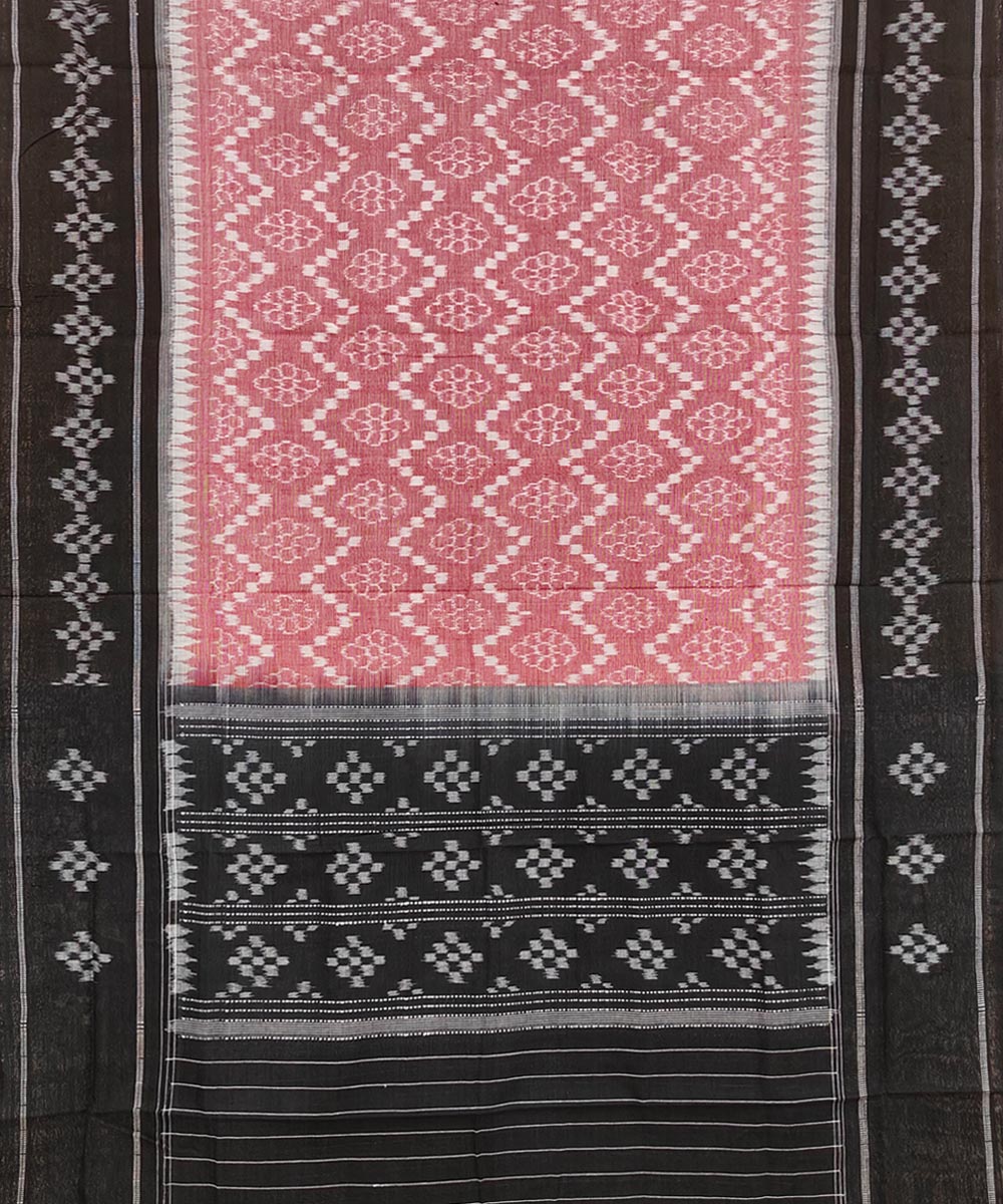 Pink Black Sambalpuri Handwoven Single Ikat Cotton Dupatta Image 2