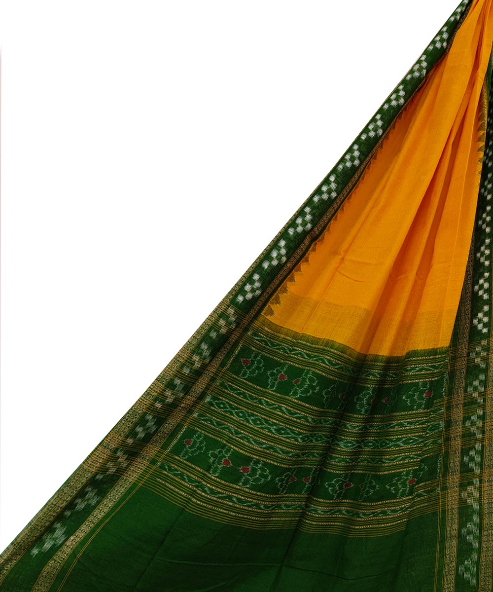 Yellow Green Sambalpuri Handwoven Single Ikat Cotton Dupatta Image 1