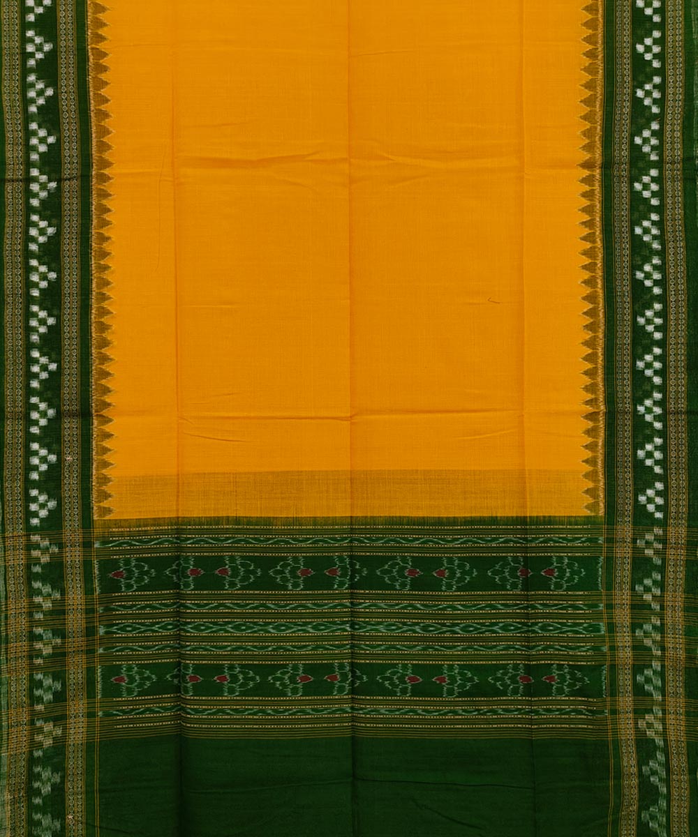 Yellow Green Sambalpuri Handwoven Single Ikat Cotton Dupatta Image 2