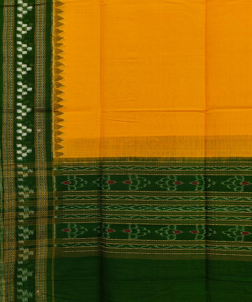Yellow Green Sambalpuri Handwoven Single Ikat Cotton Dupatta Image 3