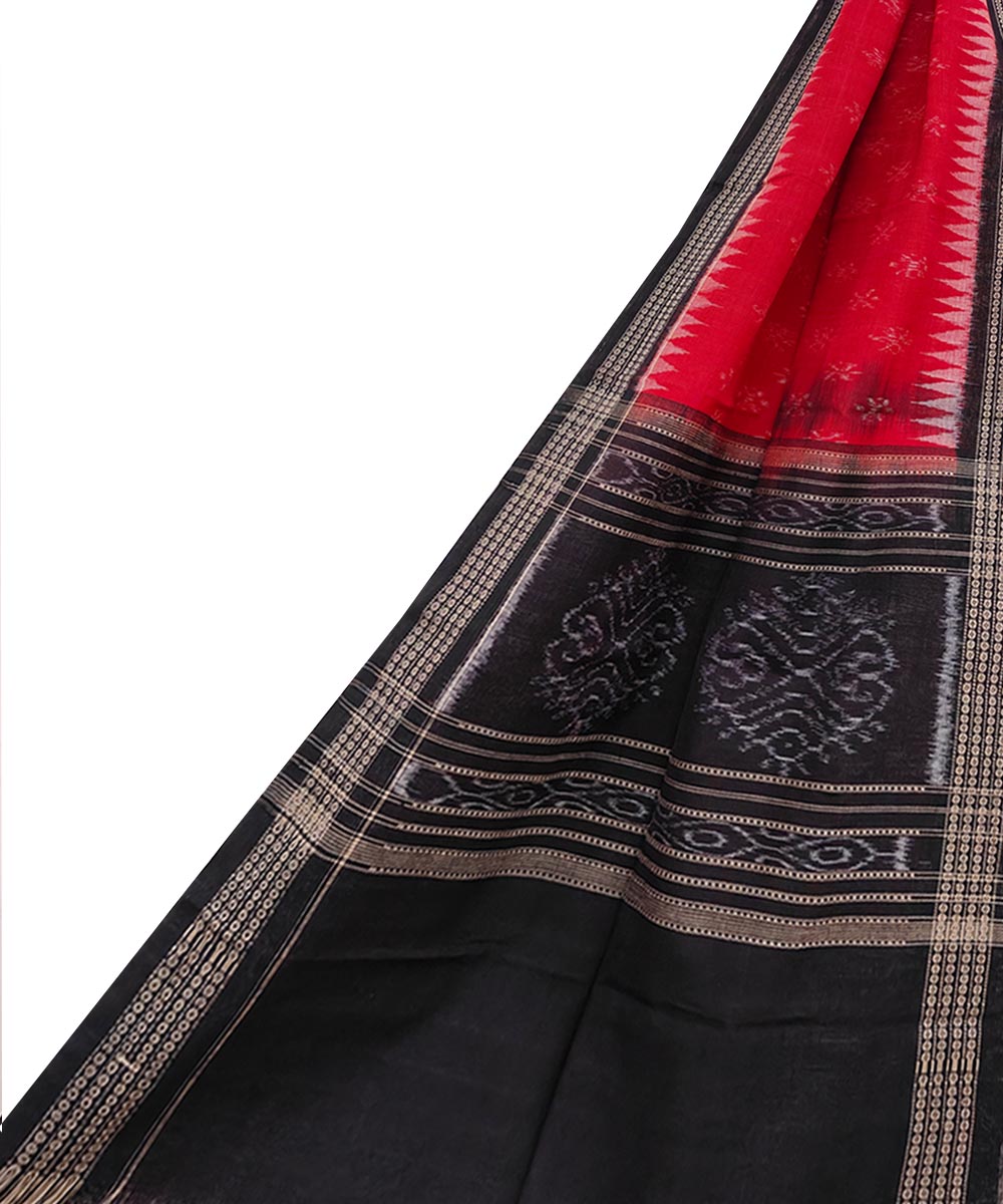 Maroon Black Sambalpuri Handwoven Single Ikat Cotton Stole Image 1
