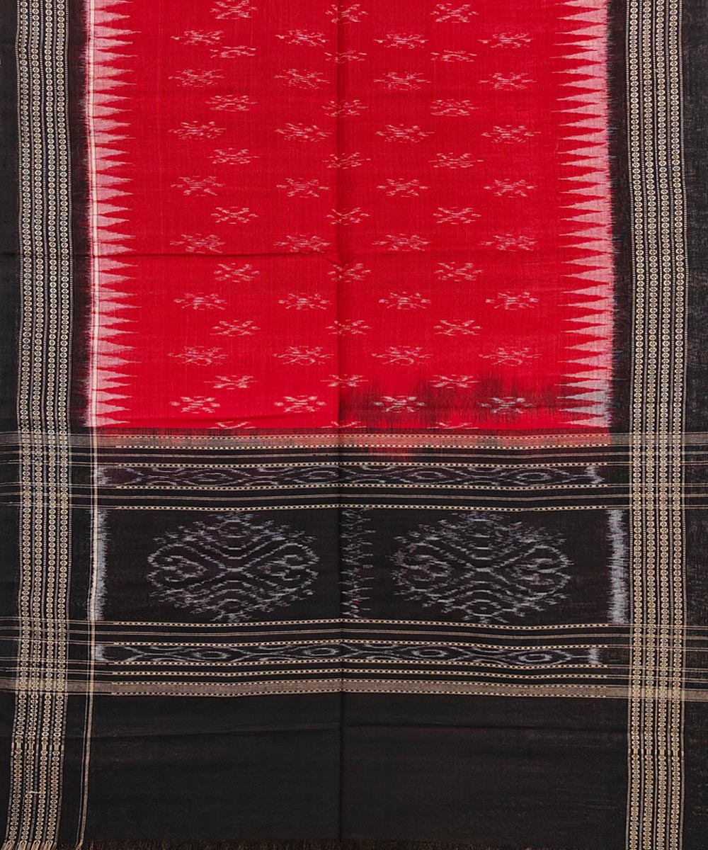 Maroon Black Sambalpuri Handwoven Single Ikat Cotton Stole Image 2