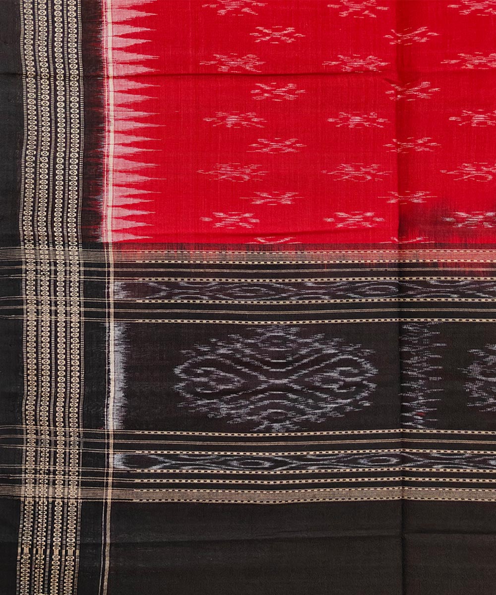 Maroon Black Sambalpuri Handwoven Single Ikat Cotton Stole Image 3