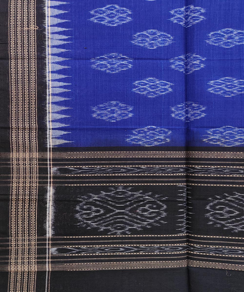 Blue Black Sambalpuri Handwoven Single Ikat Cotton Stole Image 3