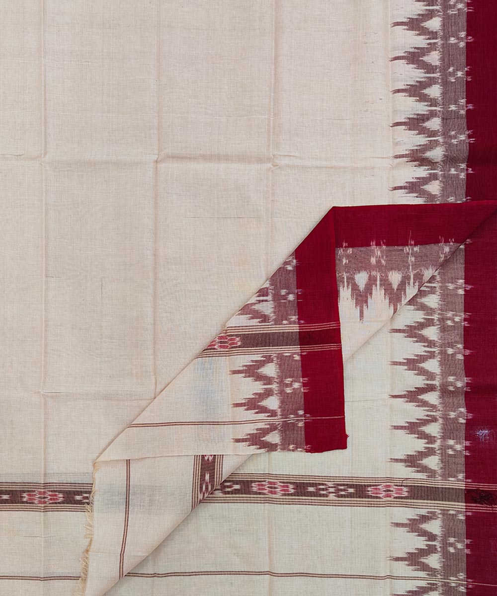 Beige Maroon Sambalpuri Handwoven Cotton Gamuchha SFCGAM1740