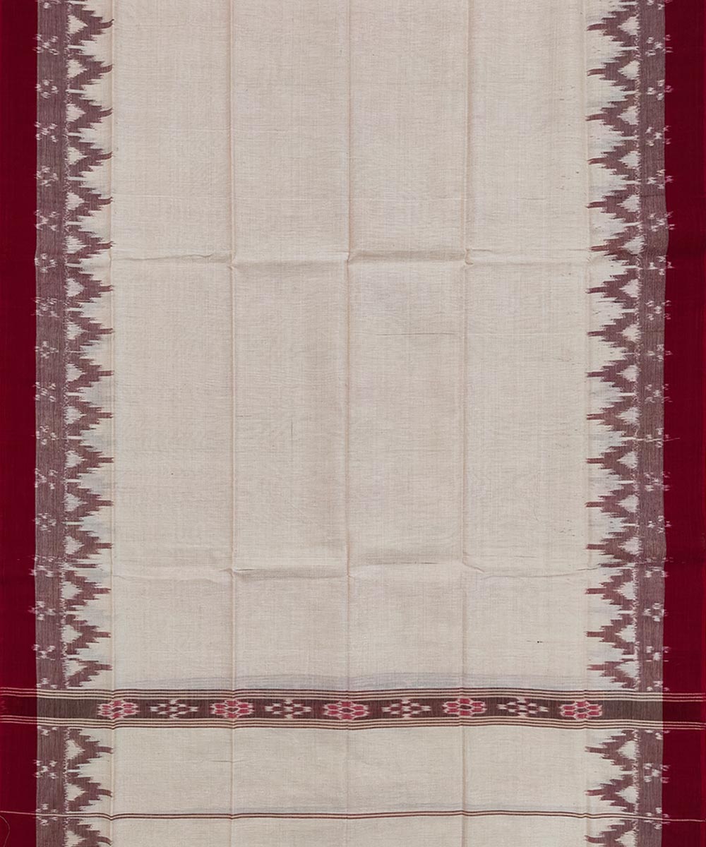 Beige Maroon Sambalpuri Handwoven Cotton Gamuchha Image 3
