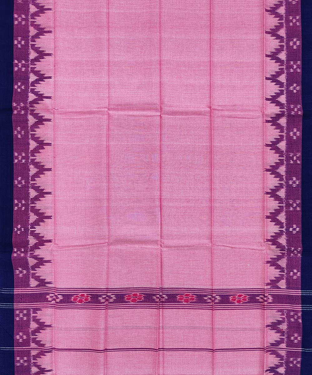 Pink Blue Sambalpuri Handwoven Cotton Gamuchha Image 3