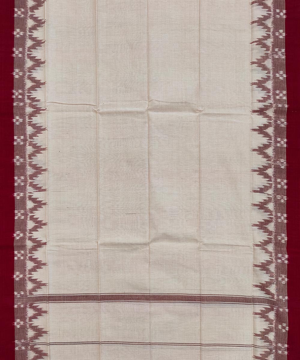 Beige Red Sambalpuri Handwoven Cotton Gamuchha Image 3