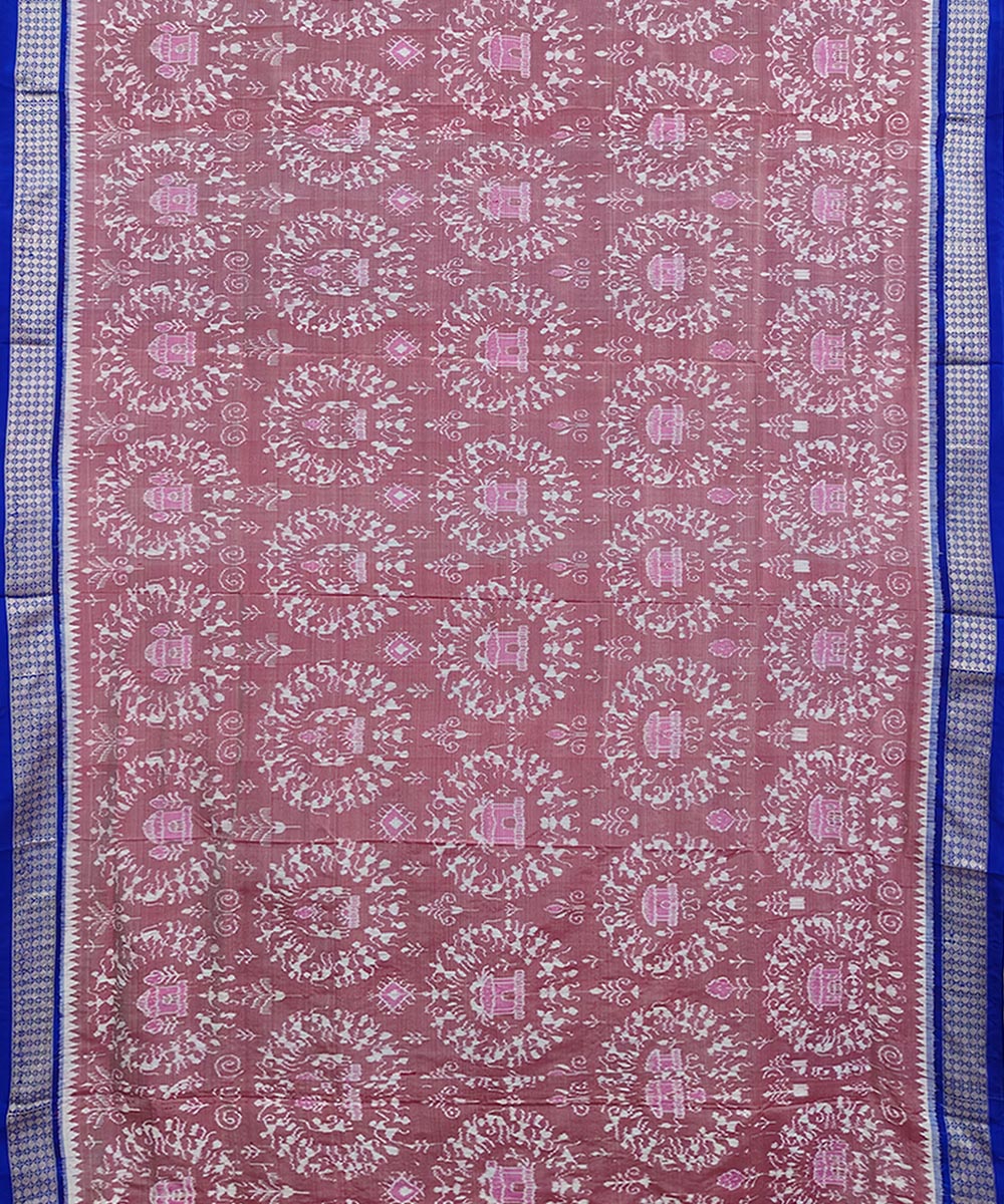 Pink Blue Sambalpuri Handwoven Silk Saree Image 3