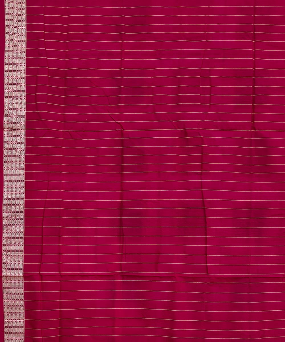 White Maroon Sambalpuri Handwoven Silk Saree Image 4
