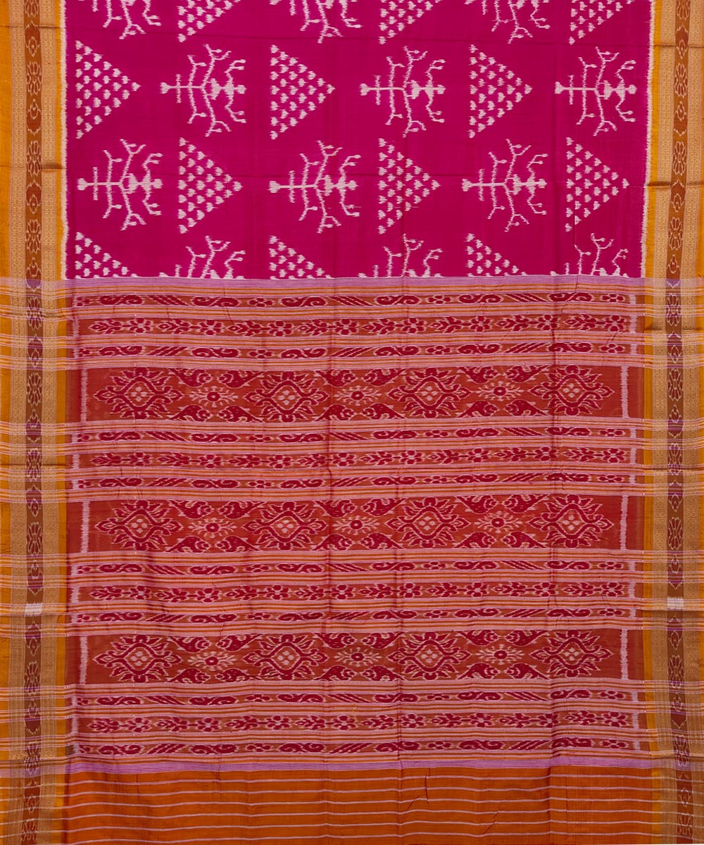 Pink Brown Handwoven Khandua Silk Saree Image 2