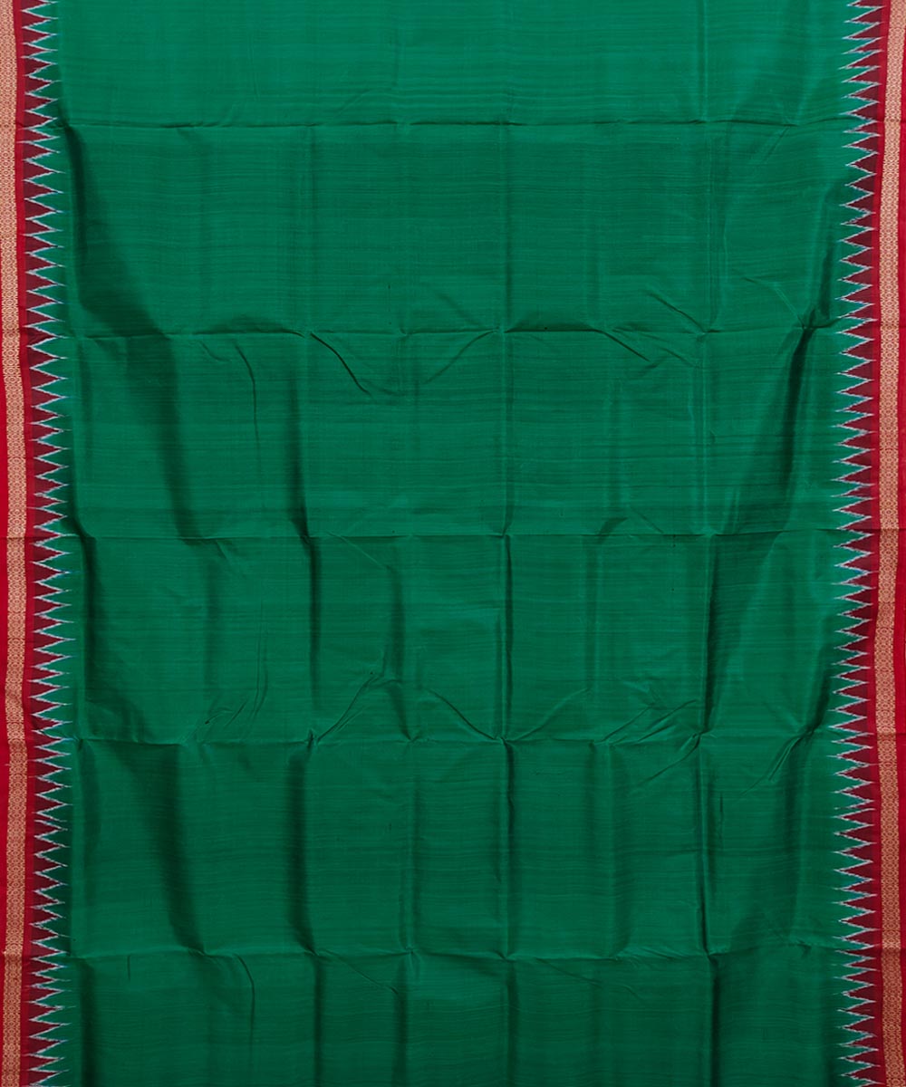 Green Maroon Handwoven Khandua Silk Saree Image 3