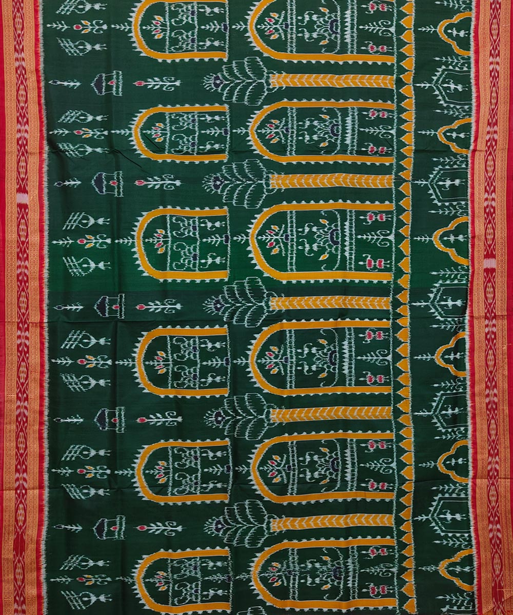 Green Maroon Handwoven Khandua Silk Saree Image 3
