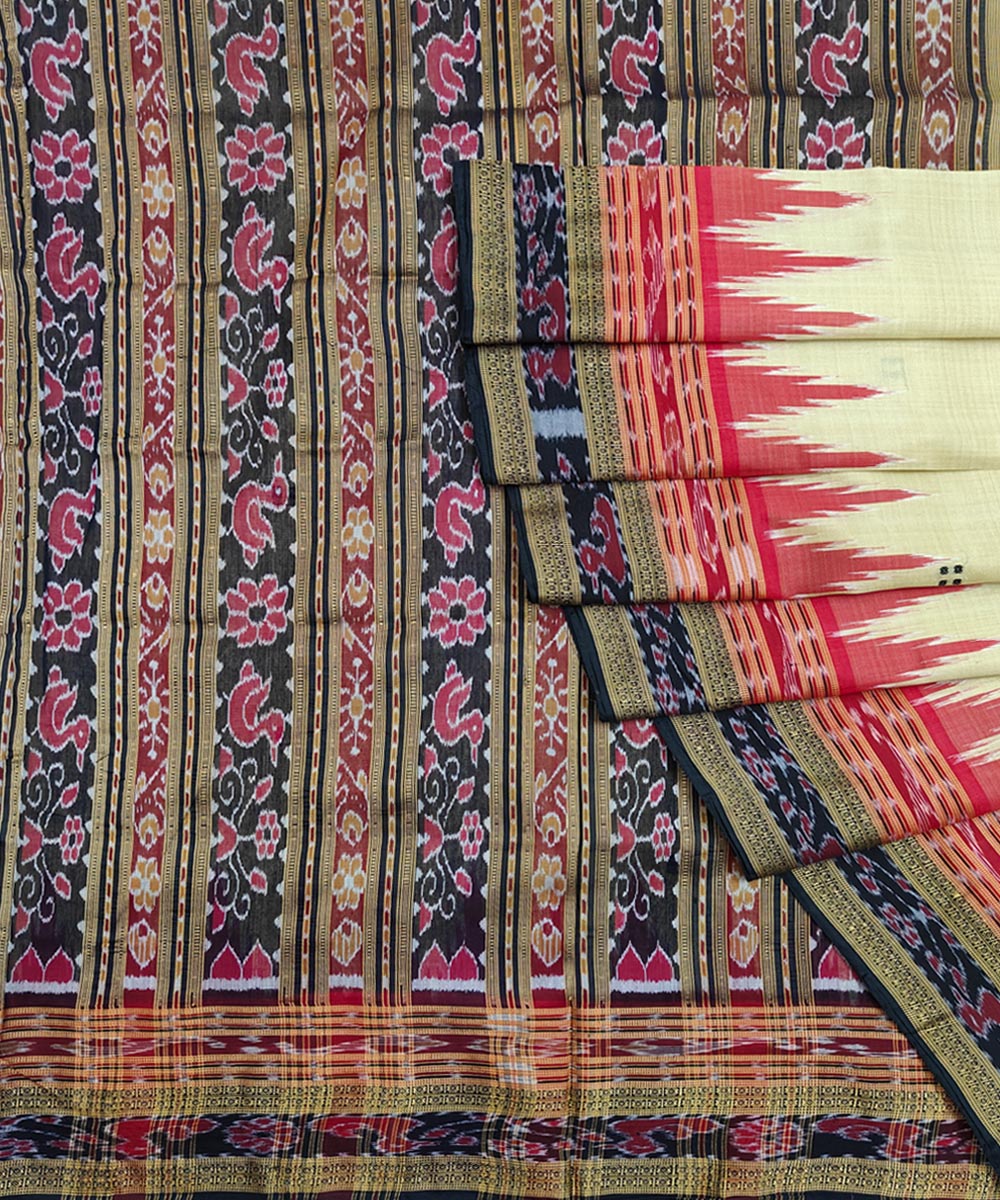 Beige Handwoven Khandua Silk Saree Image 1