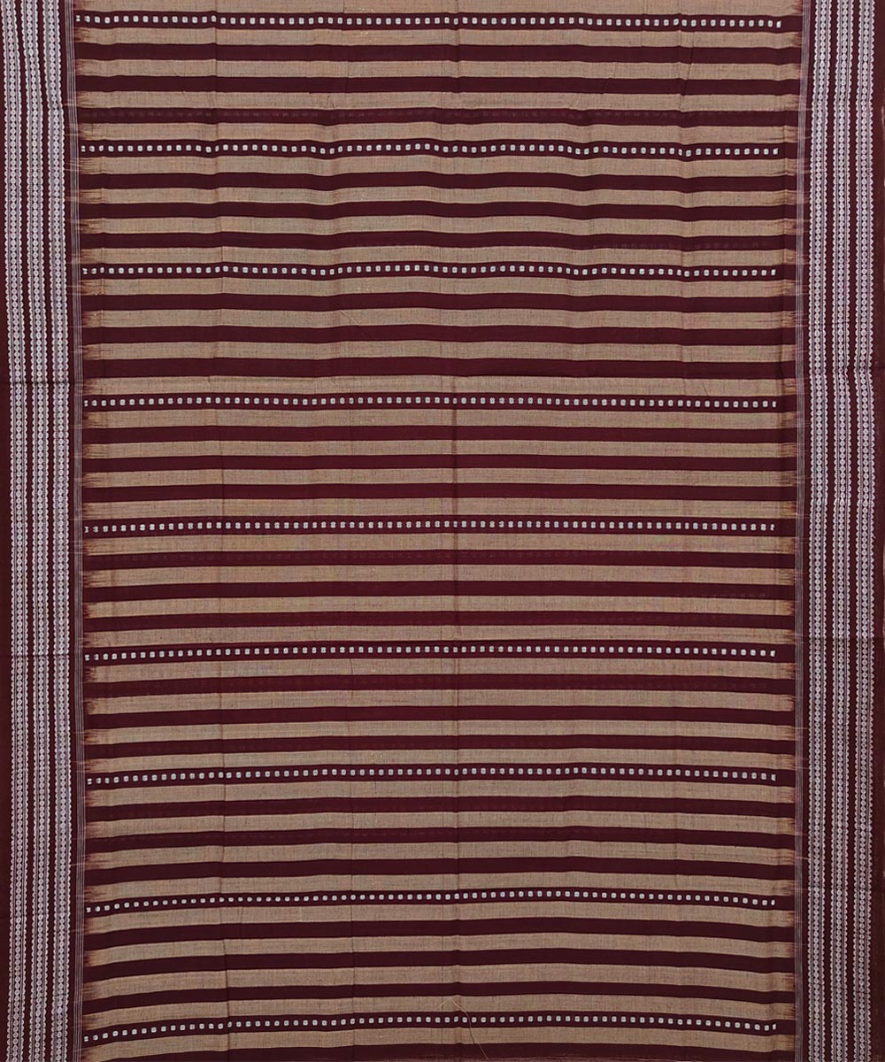 Gray Maroon Sambalpuri Handwoven Single Ikat Cotton Saree Image 3