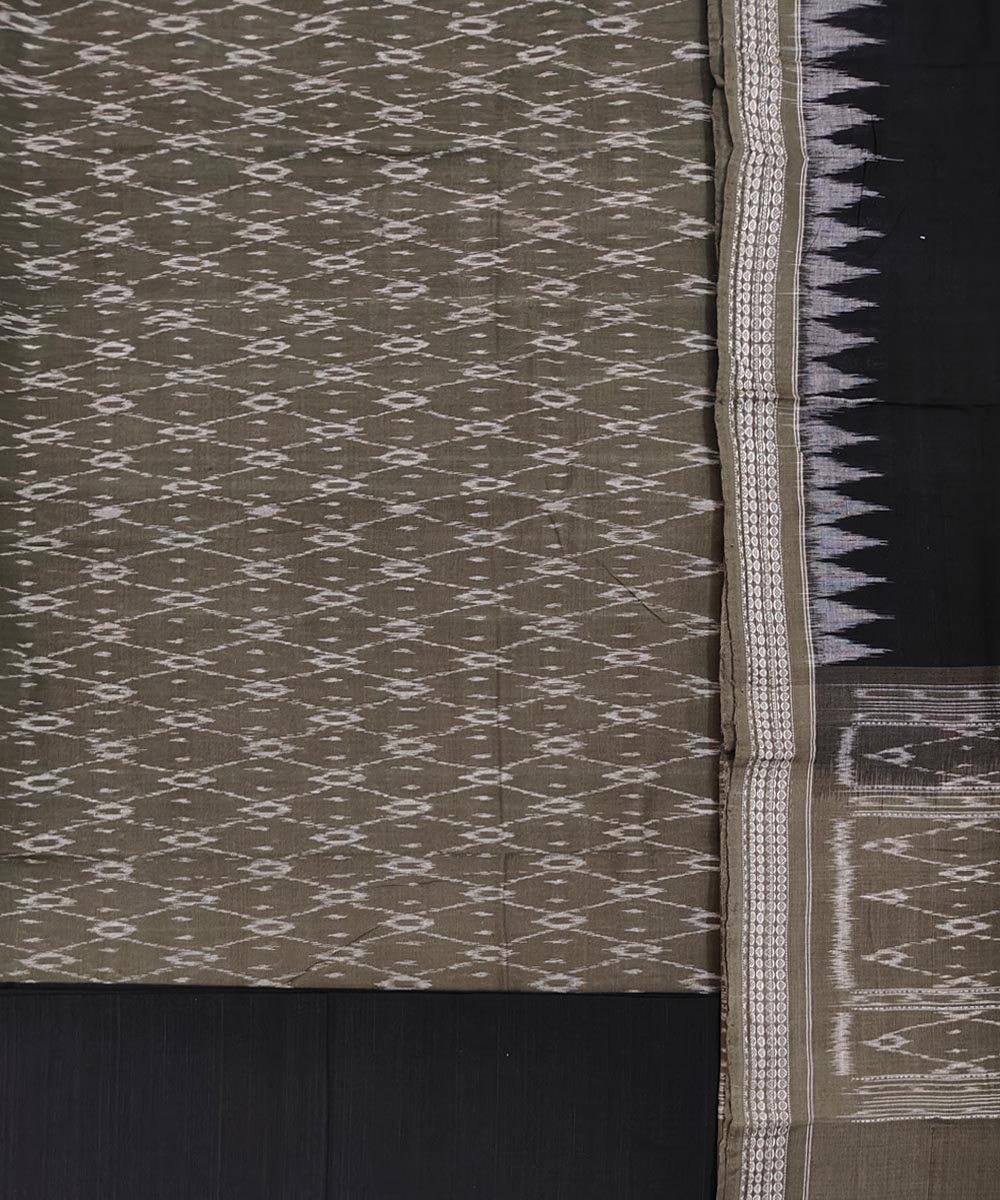 Olive Black Sambalpuri Handwoven Single Ikat Suit Set Image 2