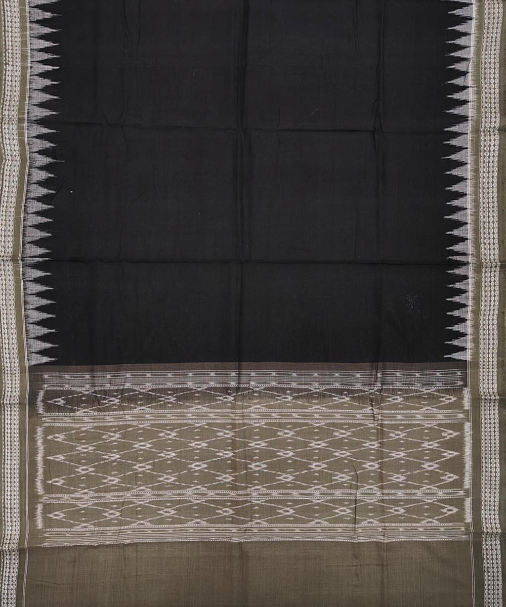 Olive Black Sambalpuri Handwoven Single Ikat Suit Set Image 4
