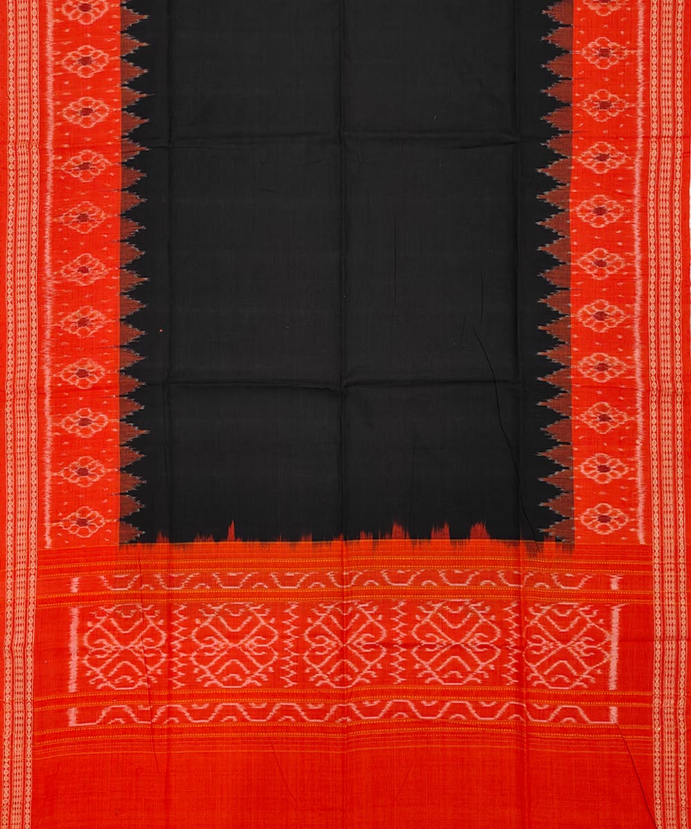 Orange Black Sambalpuri Handwoven Single Ikat Suit Set Image 4