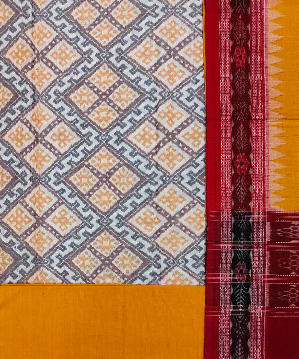 Gray Mustard Sambalpuri Handwoven Single Ikat Suit Set Image 2