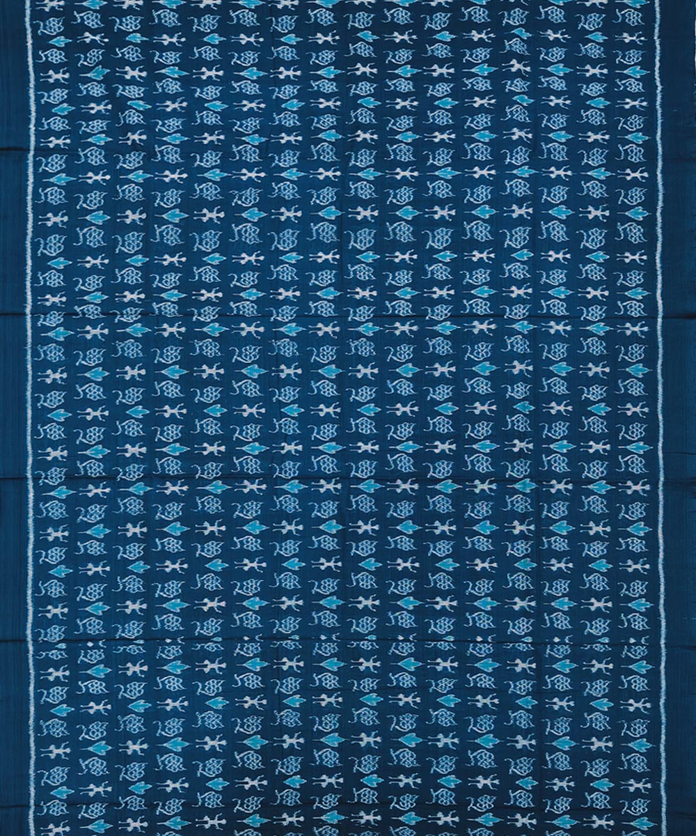 Blue Green Sambalpuri Handwoven Single Ikat Suit Set Image 3