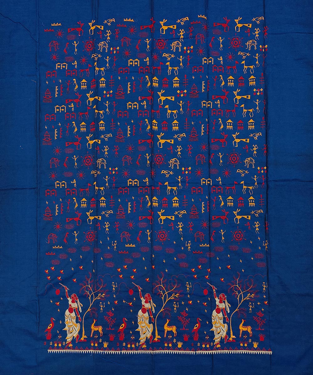 Blue Maroon Sambalpuri Handwoven Single Ikat Suit Set Image 3