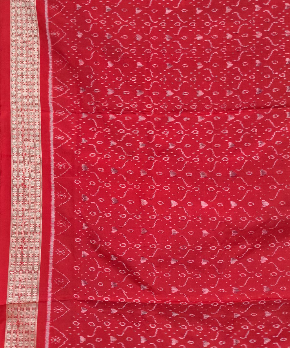 Black Red Sambalpuri Handwoven Silk Saree Image 4