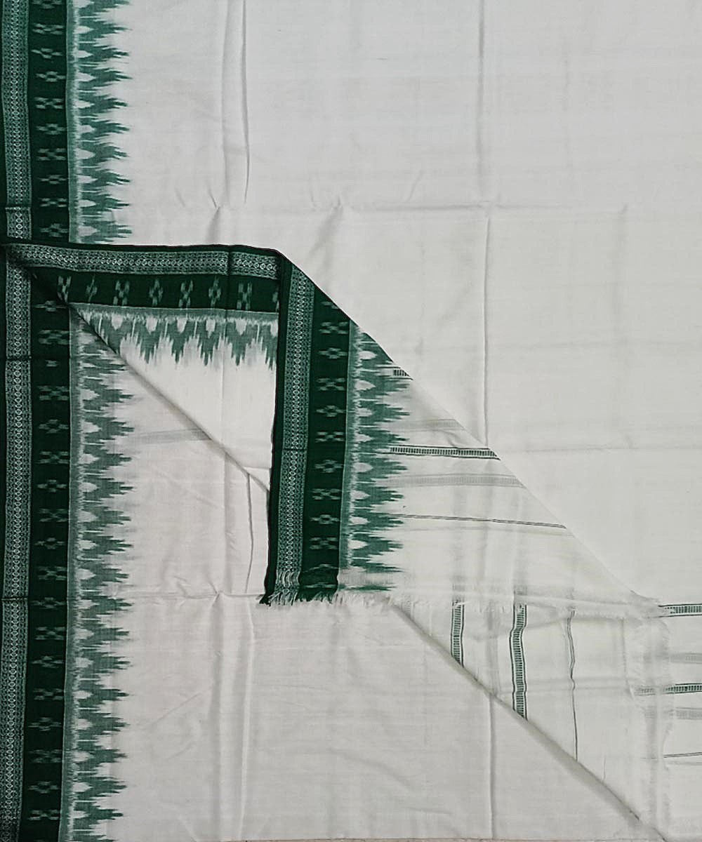 Offwhite Green Sambalpuri Handwoven Cotton Joda SFSJOD1826