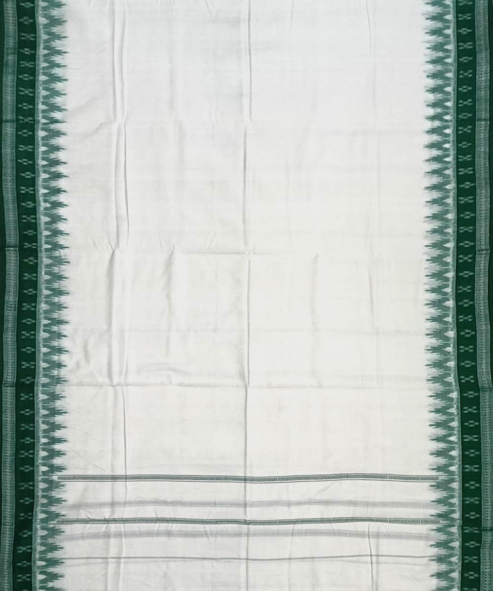 Offwhite Green Sambalpuri Handwoven Cotton Joda Image 3