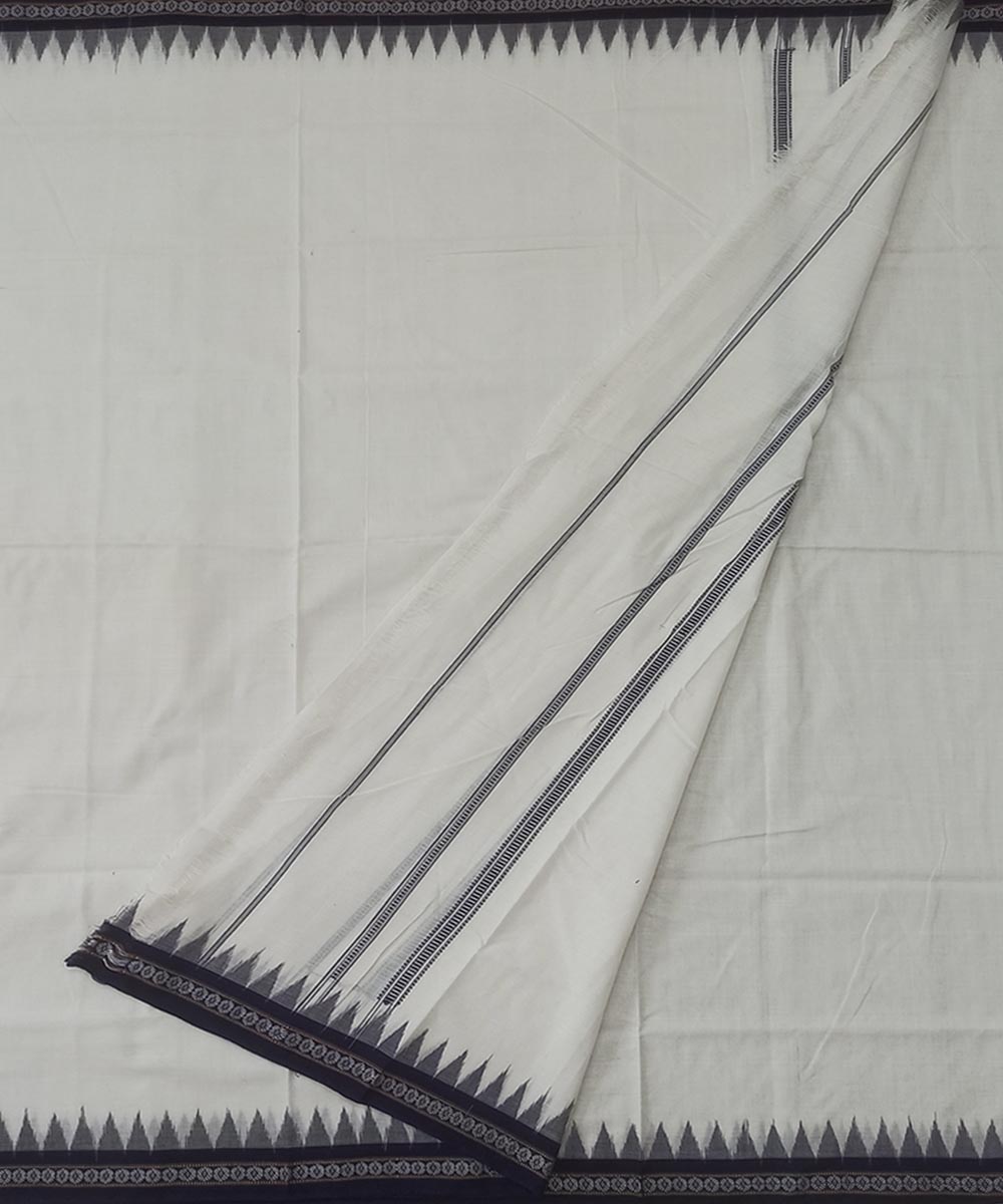 White Blue Sambalpuri Handwoven Cotton Joda Image 2