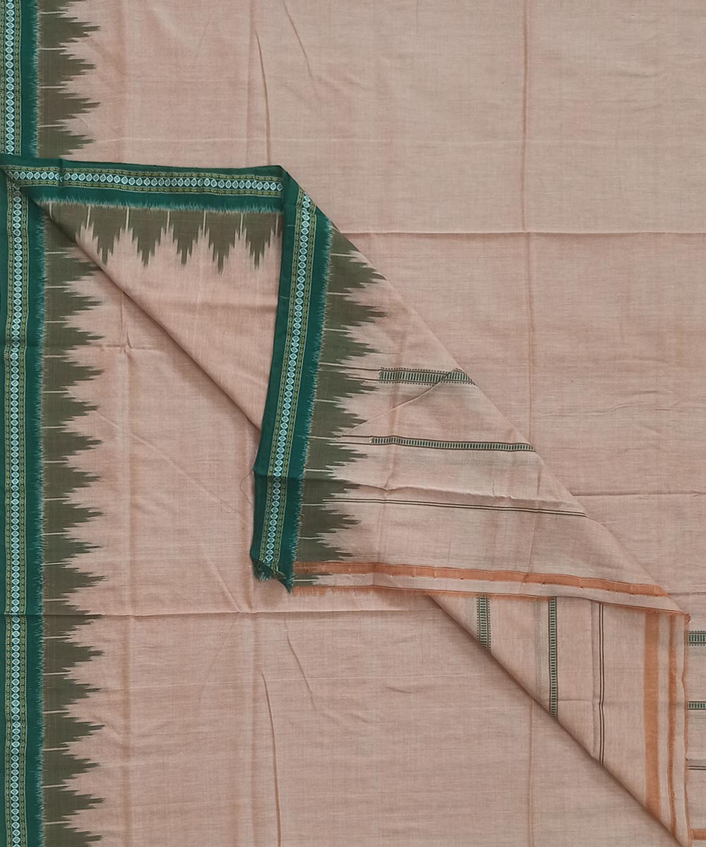 Beige Green Sambalpuri Handwoven Cotton Joda SFSJOD1830