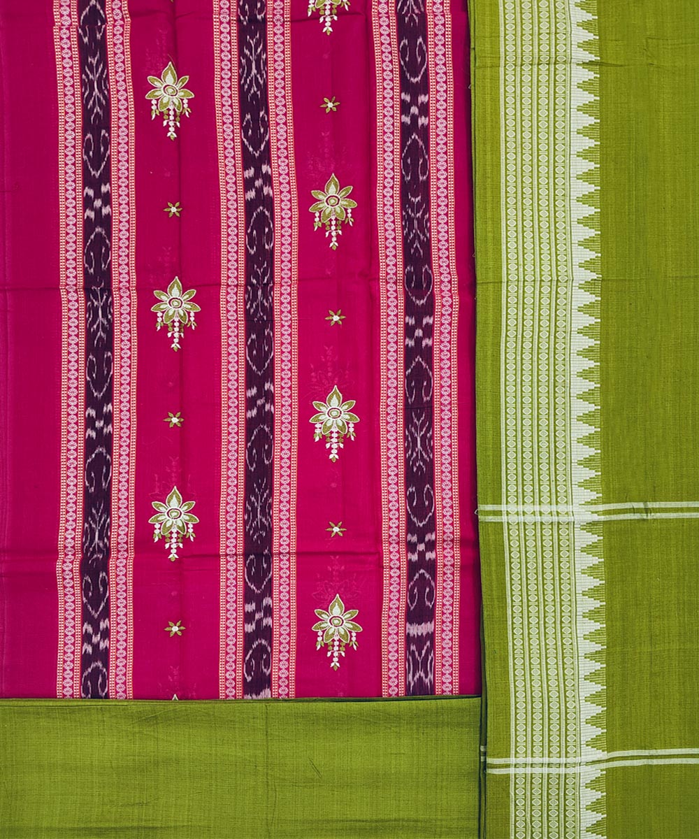 Pink Olive Sambalpuri Handwoven Single Ikat Suit Image 2