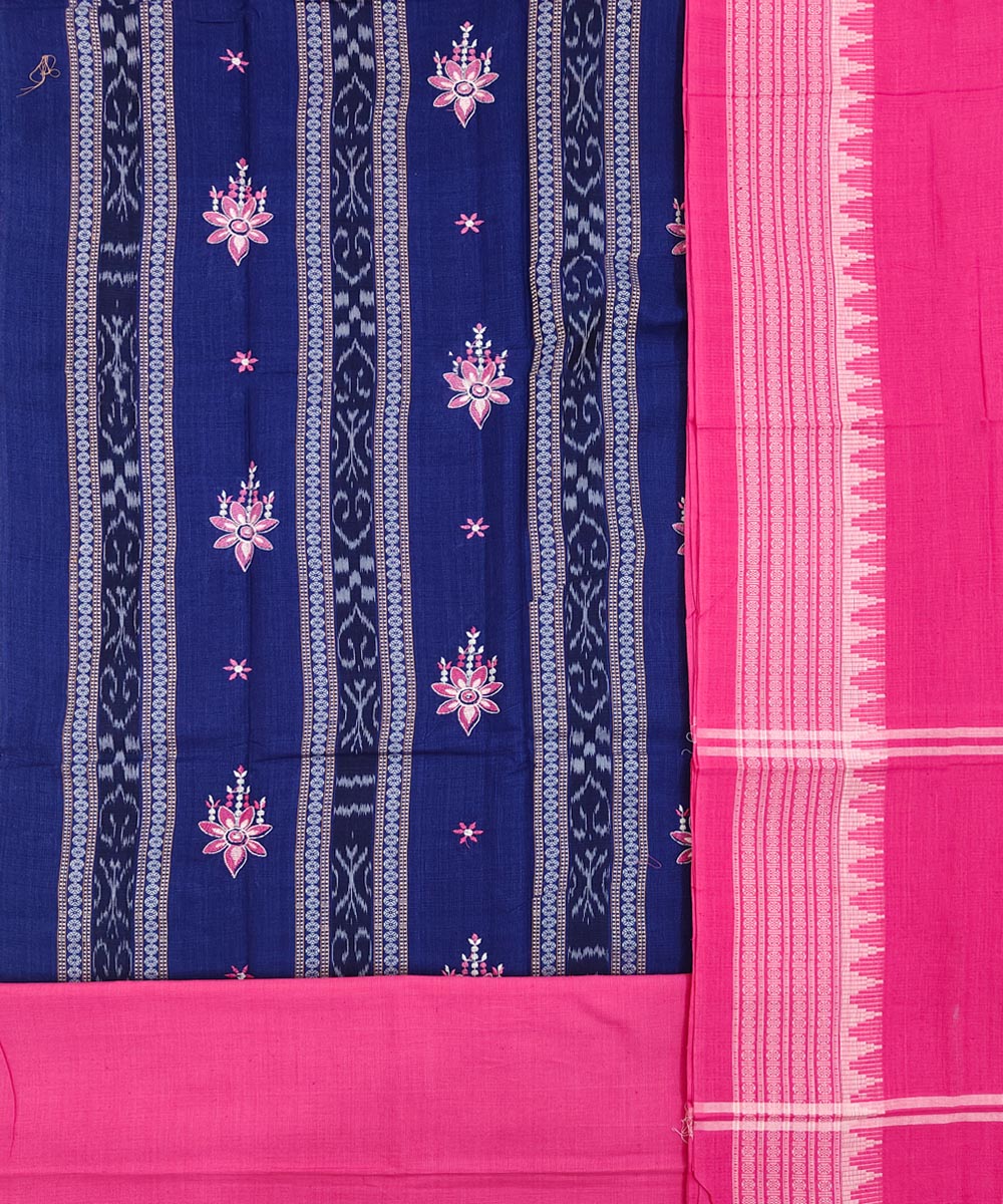 Blue Pink Sambalpuri Handwoven Single Ikat Suit Image 2