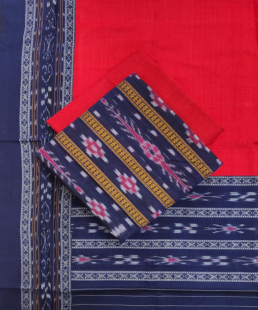 Blue Maroon Sambalpuri Handwoven Single Ikat Suit SFCSUT1959