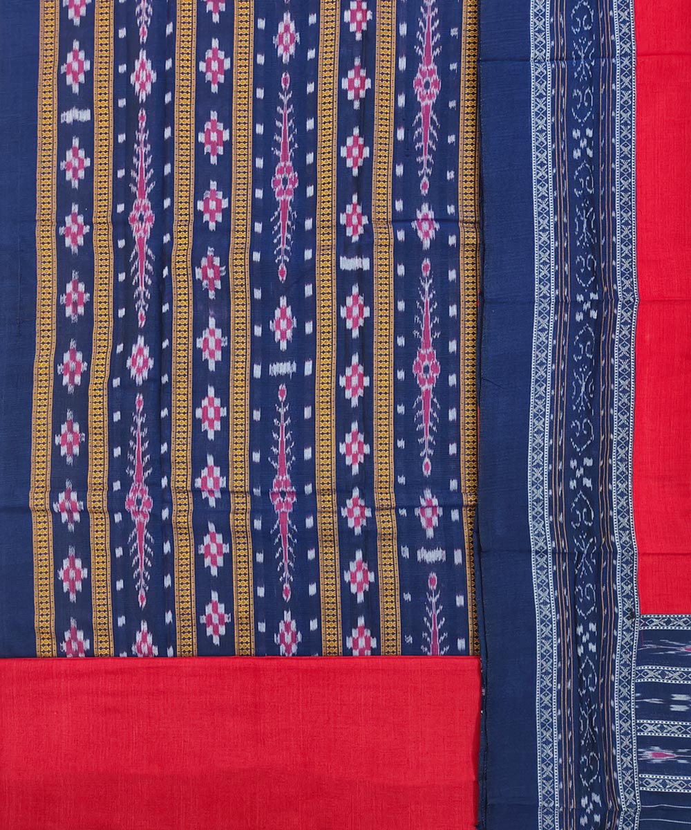 Blue Maroon Sambalpuri Handwoven Single Ikat Suit Image 2