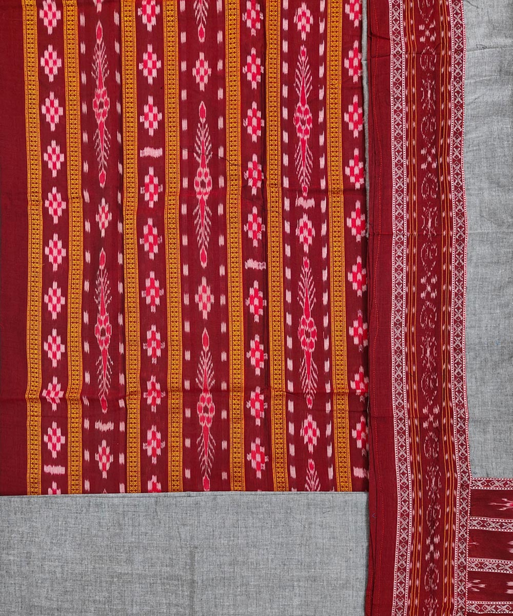 Maroon Gray Sambalpuri Handwoven Single Ikat Suit Image 2