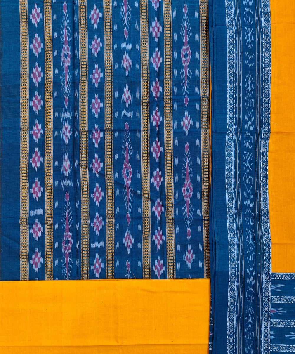 Blue Yellow Sambalpuri Handwoven Single Ikat Suit Image 2