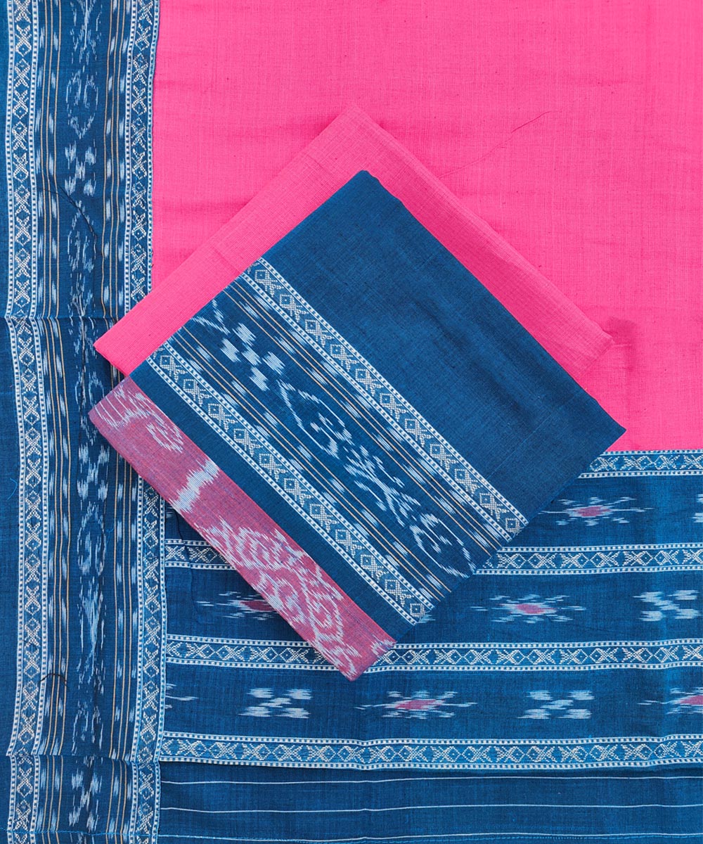 Blue Pink Sambalpuri Handwoven Single Ikat Suit SFCSUT1964