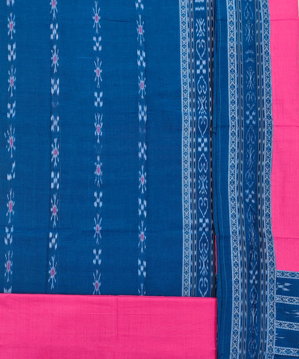 Blue Pink Sambalpuri Handwoven Single Ikat Suit Image 2