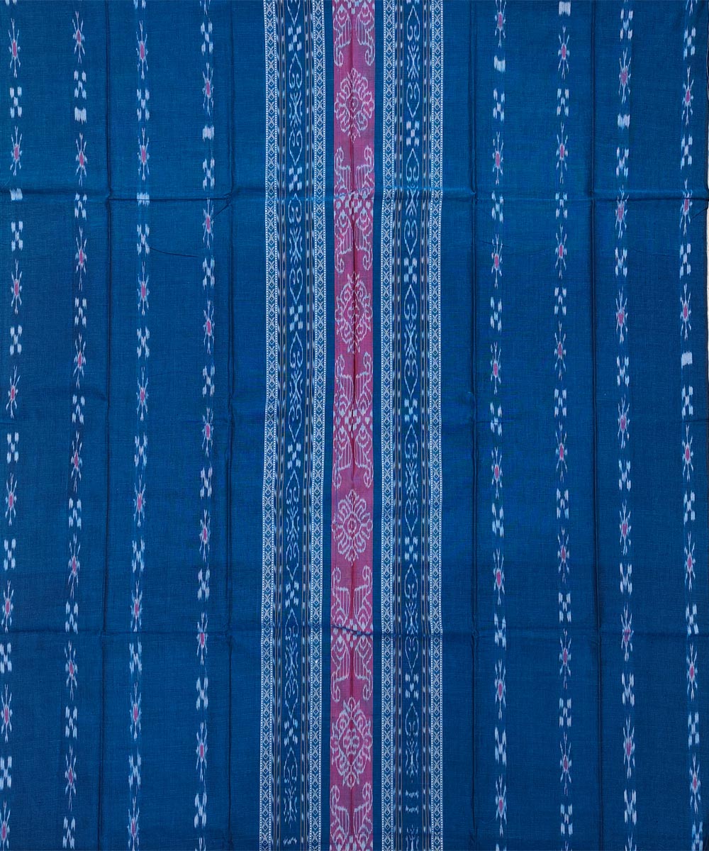 Blue Pink Sambalpuri Handwoven Single Ikat Suit Image 3