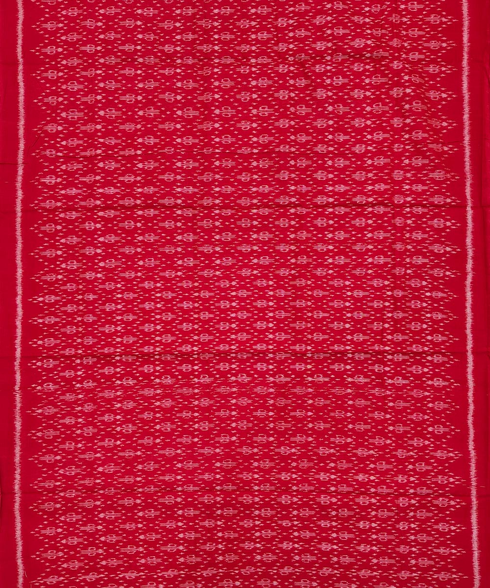 Red White Sambalpuri Handwoven Single Ikat Suit Image 3