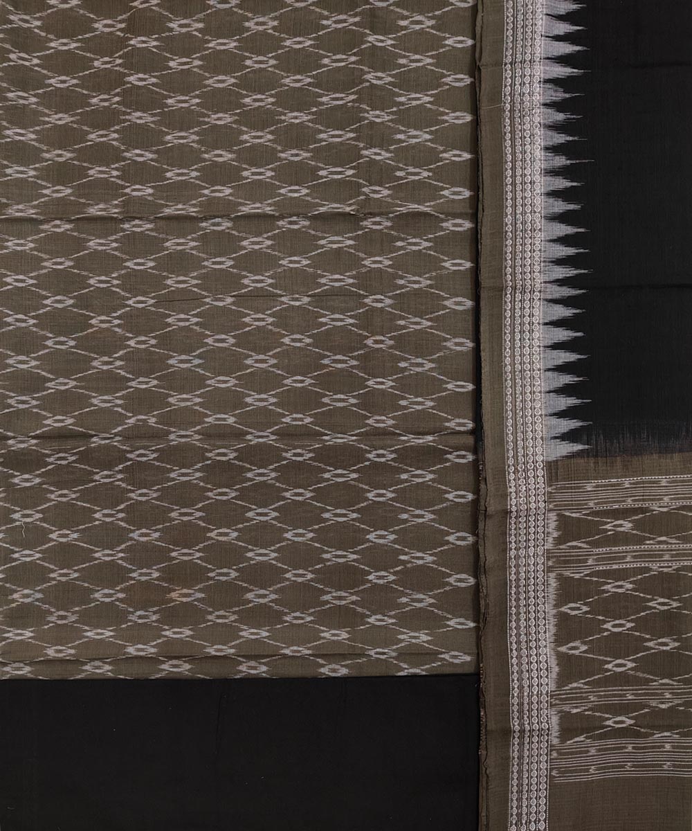 Olive Black Sambalpuri Handwoven Single Ikat Suit Image 2
