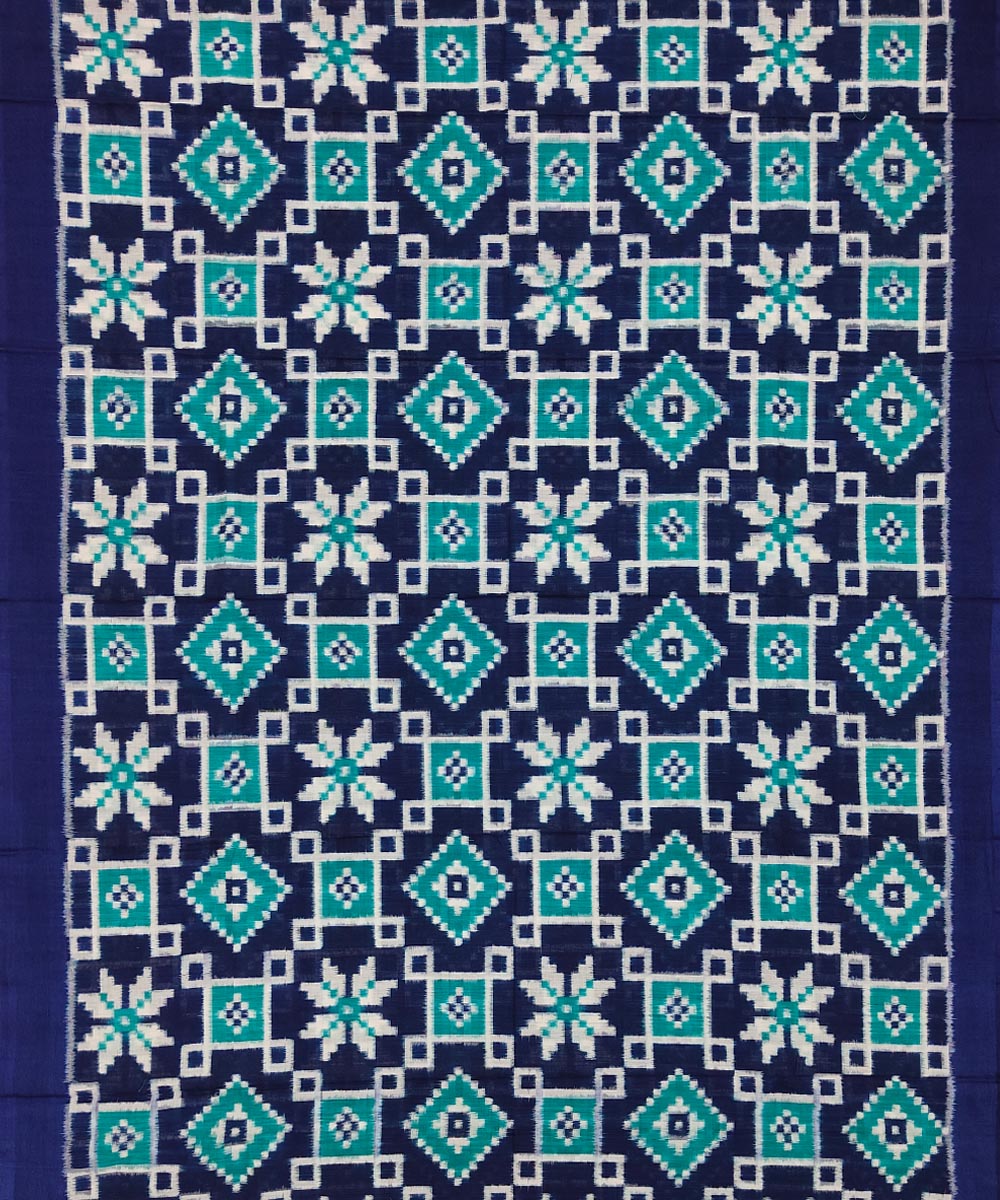 Blue Green Sambalpuri Handwoven Double Ikat Suit Image 3