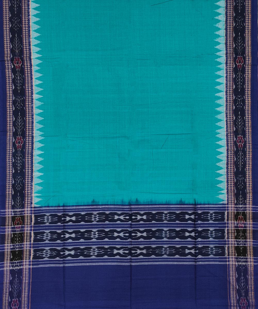 Blue Green Sambalpuri Handwoven Double Ikat Suit Image 4