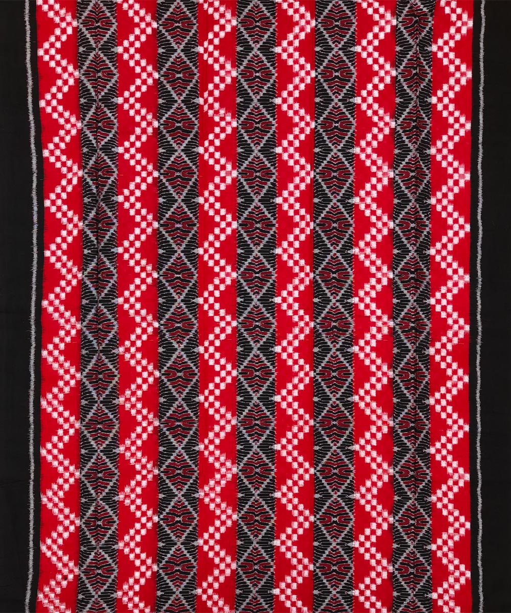 Red Sambalpuri Handwoven Double Ikat Suit Image 3