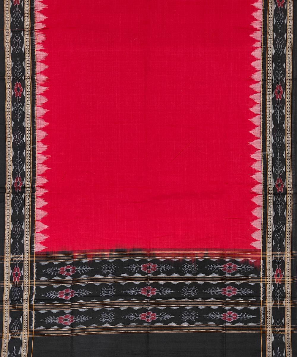 Red Sambalpuri Handwoven Double Ikat Suit Image 4